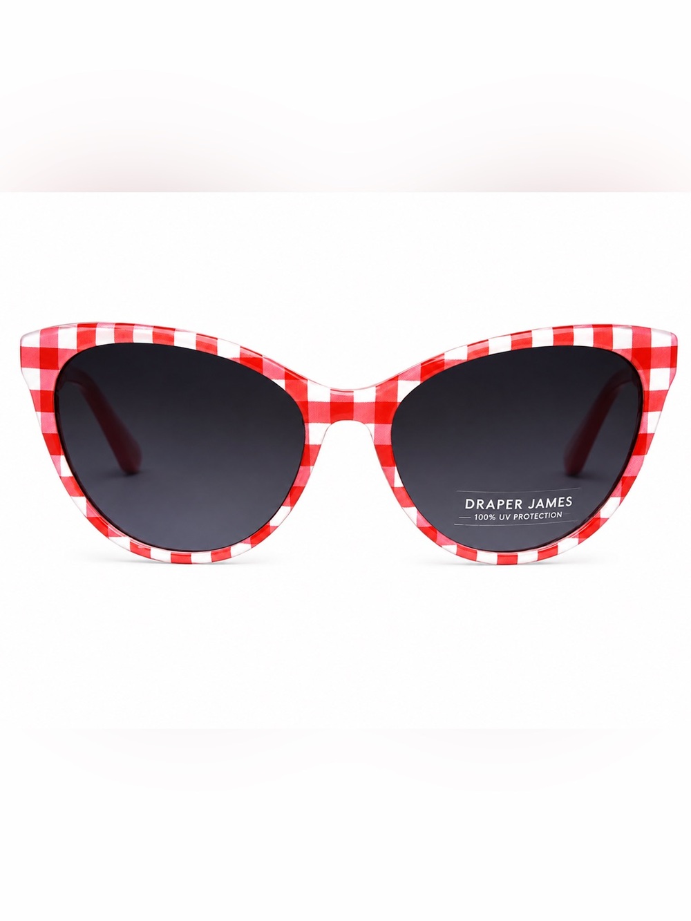 Draper James Red and White Gingham Cat Eye Sunglasses